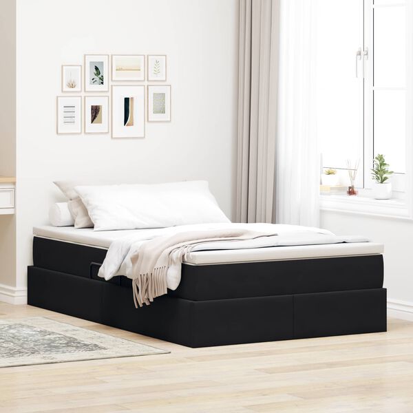 vidaXL Lit avec rangement et matelas Noir 120 x 190 cm Velours