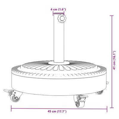 vidaXL Base de parasol avec roues pour mâts Ø38 / 48 mm 27 kg rond