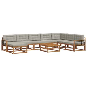 vidaXL Ensemble de canap&eacute;s d'ext&eacute;rieur 9 pcs Gris Naturel et Clair