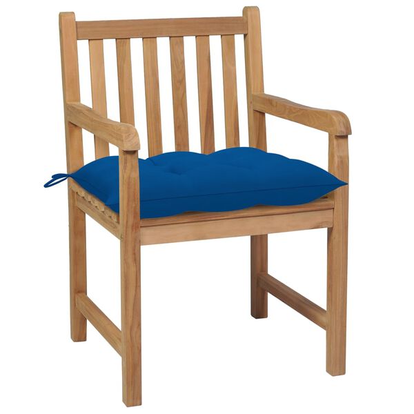 vidaXL Chaises de jardin lot de 8 avec coussins bleu Bois teck solide