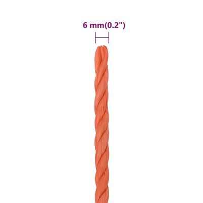vidaXL Corde de travail Orange 6 mm 25 m Polypropylène
