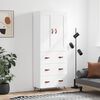 vidaXL Buffet haut Blanc 69,5x34x180 cm Bois d'ing&eacute;nierie