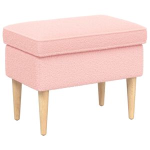 vidaXL Pouf Rose 55 x 35 x 41 cm Boucl&eacute;