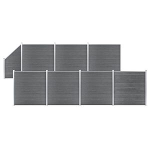 vidaXL Ensemble de cl&ocirc;ture WPC 7 Carr&eacute; + 1 Inclin&eacute; 1311x186 cm Gris