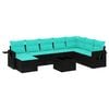 vidaXL Ensemble de canap&eacute; de jardin 9 pcs avec coussins noir r&eacute;sine tress&eacute;e