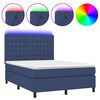vidaXL Sommier &agrave; lattes de lit et matelas et LED Bleu 140x200 cm Tissu