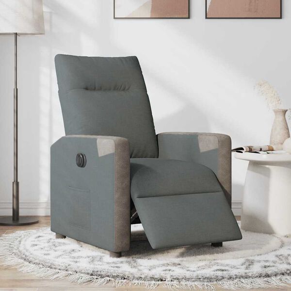 vidaXL Fauteuil inclinable &eacute;lectrique Gris fonc&eacute; Tissu