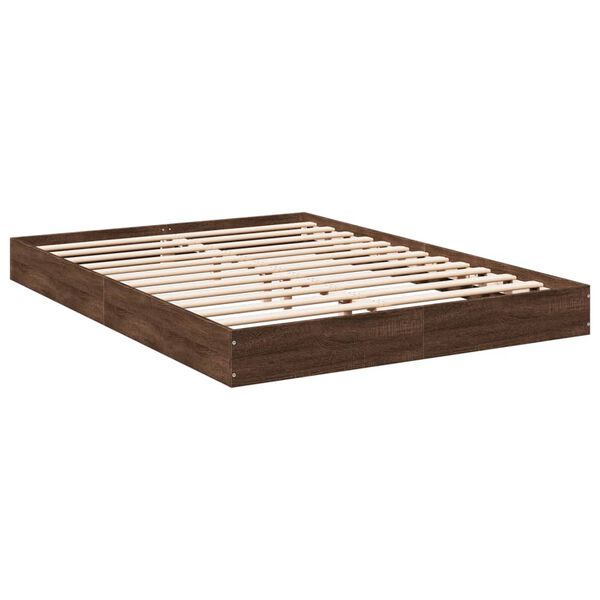vidaXL Cadre de lit sans matelas ch&ecirc;ne marron 135x190 cm
