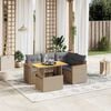 vidaXL Salon de jardin avec coussins 5 pcs beige r&eacute;sine tress&eacute;e