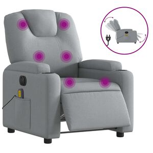 vidaXL Fauteuil de massage inclinable &eacute;lectrique gris clair tissu