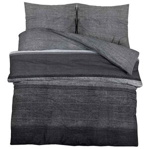 vidaXL Ensemble de housse de couette gris fonc&eacute; et noir 260x240 cm coton