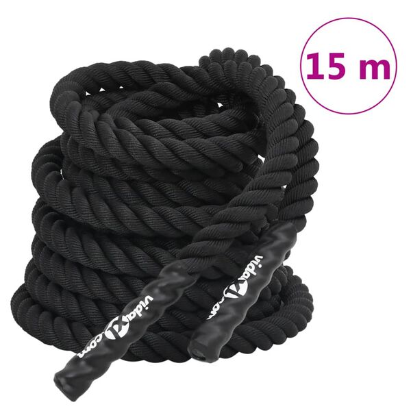 vidaXL Corde de combat noire 15 m 11 kg Polyester