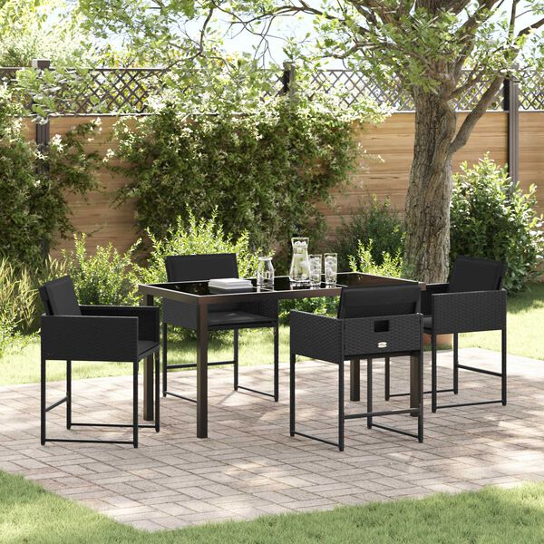 vidaXL Ensemble de salle &agrave; manger pour jardin 5 pcs Noir polyrotin
