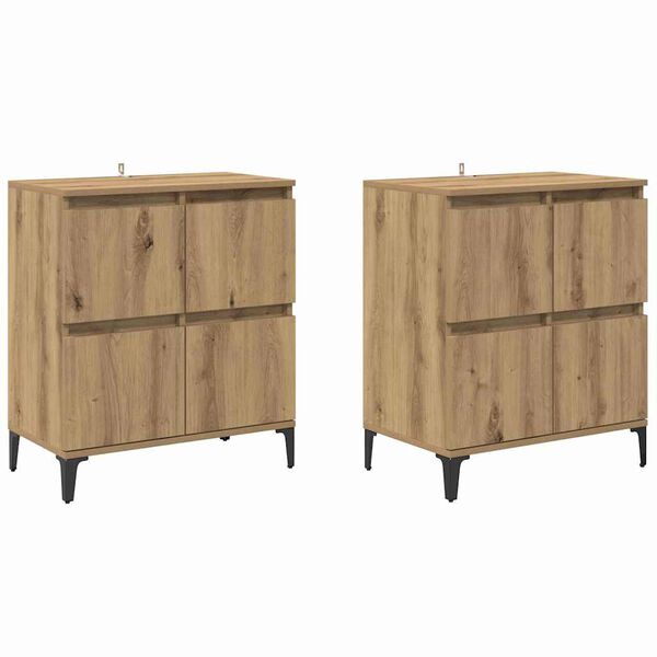 vidaXL Buffets 2 pcs Ch&ecirc;ne artisanal 60 x 35 x 70 cm Bois d'ing&eacute;nierie