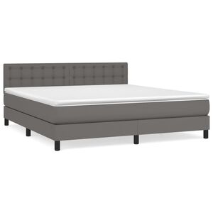vidaXL Sommier &agrave; lattes de lit avec matelas Gris 180x200 cm Similicuir