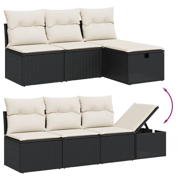 vidaXL Salon de jardin 8 pcs avec coussins noir r&eacute;sine tress&eacute;e