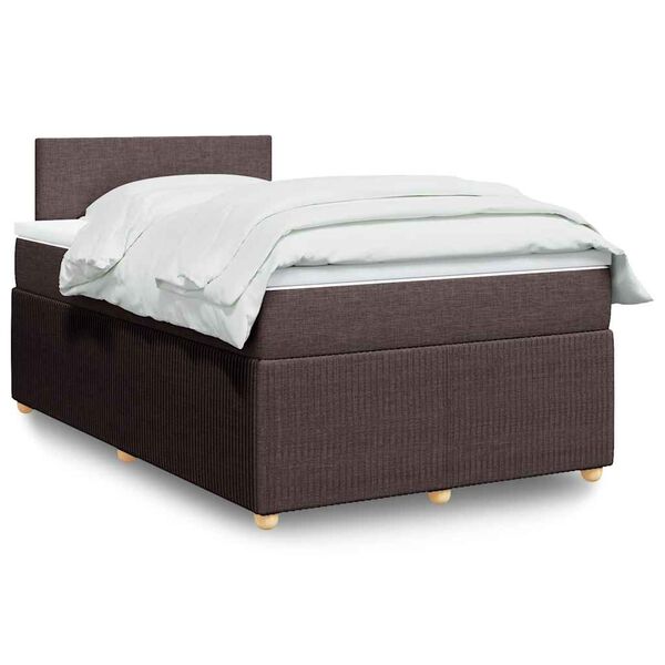 vidaXL Sommier &agrave; lattes de lit et matelas marron fonc&eacute; 120x190cm tissu