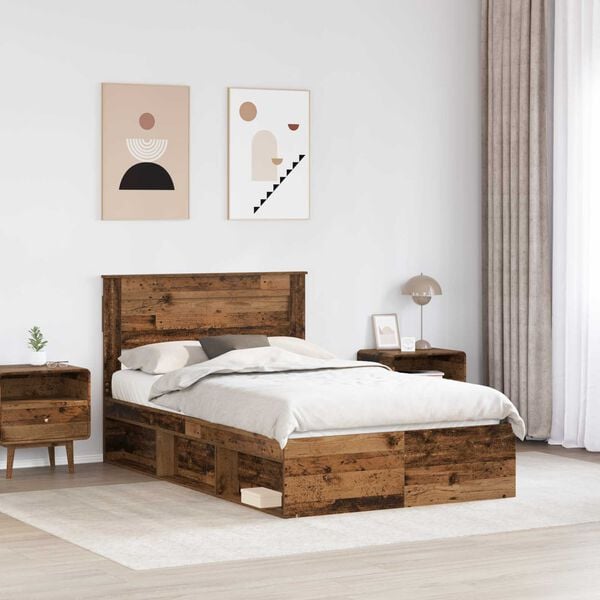 vidaXL Cadre de lit Bois ancien 120 x 190 cm Bois de pin massif