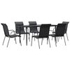 vidaXL Ensemble &agrave; manger de jardin 7 pcs noir textil&egrave;ne et acier