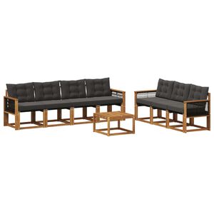 vidaXL Ensemble de canap&eacute;s d'ext&eacute;rieur 8 pcs Naturel et noir