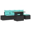 vidaXL Ensemble de salle &agrave; manger pour jardin 6 pc Noir et Sarcelle