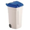 Rubbermaid Poubelle avec couvercle 100 L bleu et beige