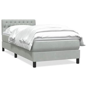 vidaXL Sommier &agrave; lattes de lit et matelas gris clair 80x210 cm velours