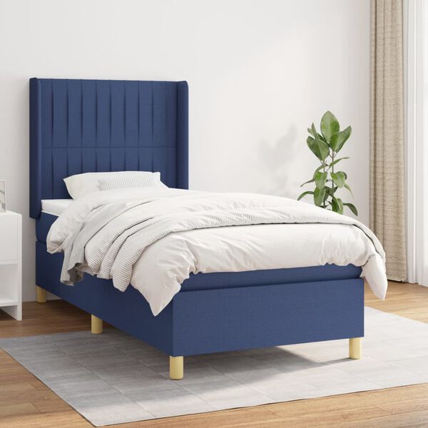 vidaXL Sommier &agrave; lattes de lit avec matelas Bleu 80x200 cm Tissu