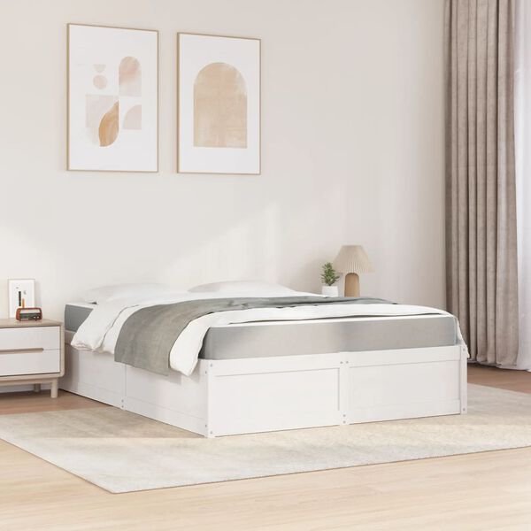 vidaXL Lit avec matelas blanc 160x200 cm bois de pin massif