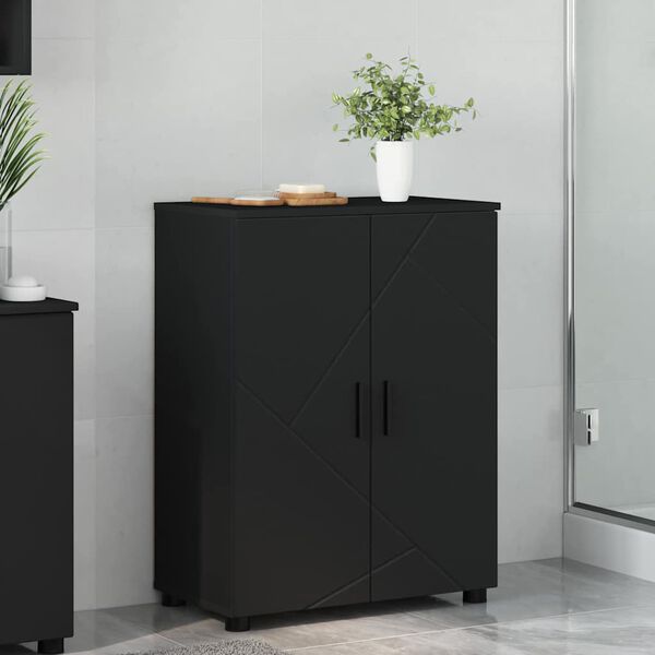 vidaXL Cabinet de salle de bain avec stockage Noir 60 x 35 x 80 cm