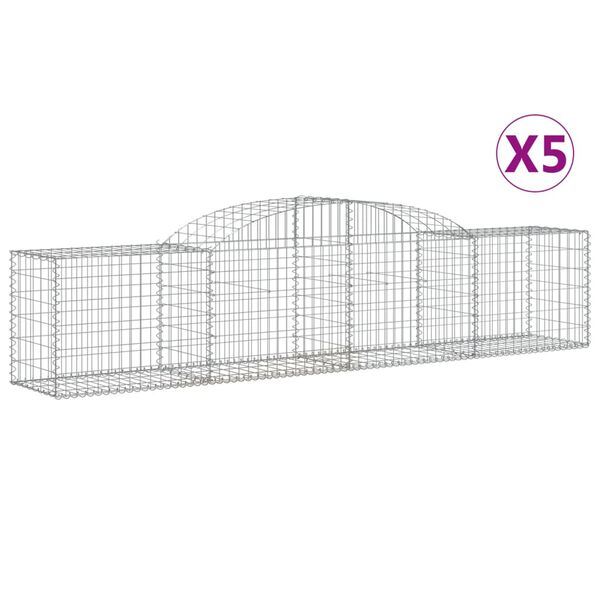vidaXL Paniers à gabions arqués 5 pcs 300x50x60/80 cm fer galvanisé
