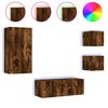 vidaXL Unit&eacute;s murales TV avec LED 5 pcs ch&ecirc;ne fum&eacute; bois d'ing&eacute;nierie