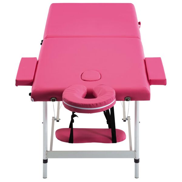 vidaXL Table de massage pliable 2 zones Aluminium Rose