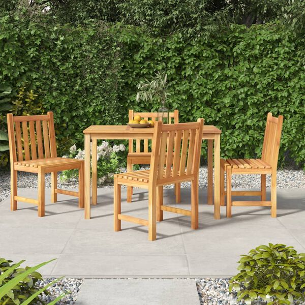 vidaXL Ensemble &agrave; manger de jardin 5pcs Bois de teck massif