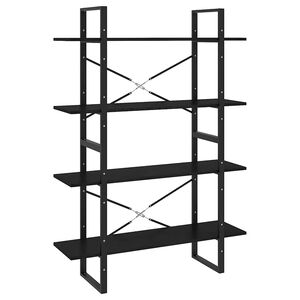 vidaXL Biblioth&egrave;que &agrave; 4 niveaux Noir 100x30x140 cm Bois de pin massif