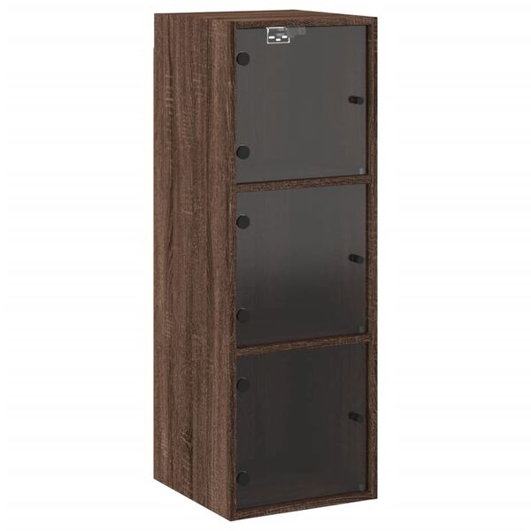 vidaXL Armoire murale avec portes en verre ch&ecirc;ne marron 35x37x100 cm