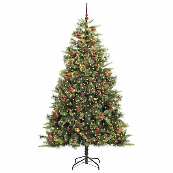 vidaXL Sapin de No&euml;l artificiel avec branches pliables et c&ocirc;nes 240 cm