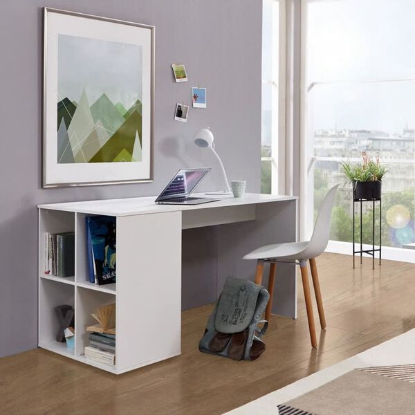 FMD Bureau avec &eacute;tag&egrave;res lat&eacute;rales 117 x 72,9 x 73,5 cm Blanc
