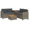 vidaXL Canap&eacute; de jardin avec table et coussins en forme de L gris