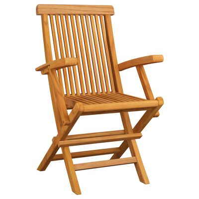 vidaXL Chaises de jardin avec coussins crème lot de 3 Bois teck massif