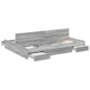 vidaXL Cadre de lit avec rangement avec porte Gris Sonoma 135 x 190 cm