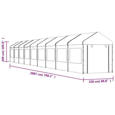 vidaXL Belvédère avec toit blanc 20,07x2,28x2,69 m polyéthylène