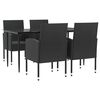 vidaXL Ensemble &agrave; manger de jardin 5 pcs noir r&eacute;sine tress&eacute;e et acier