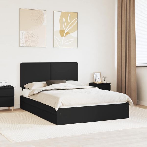 vidaXL Lit de Rangement Noir 140 x 190 cm Bois d'ing&eacute;nierie