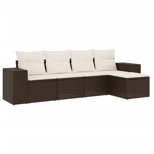 vidaXL Salon de jardin avec coussins 5 pcs marron r&eacute;sine tress&eacute;e