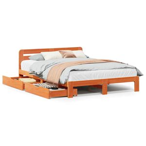 vidaXL Cadre de lit sans matelas cire marron 140x200cm bois pin massif