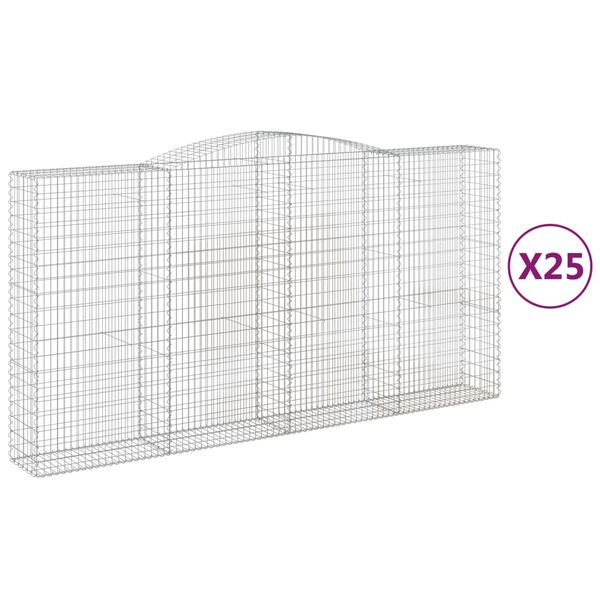 vidaXL Paniers &agrave; gabions arqu&eacute;s 25 pcs 400x50x200/220 cm Fer galvanis&eacute;