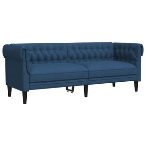 vidaXL Canap&eacute; Chesterfield 3 places bleu tissu