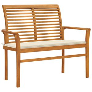vidaXL Banc de jardin avec coussin cr&egrave;me 112 cm Bois de teck massif