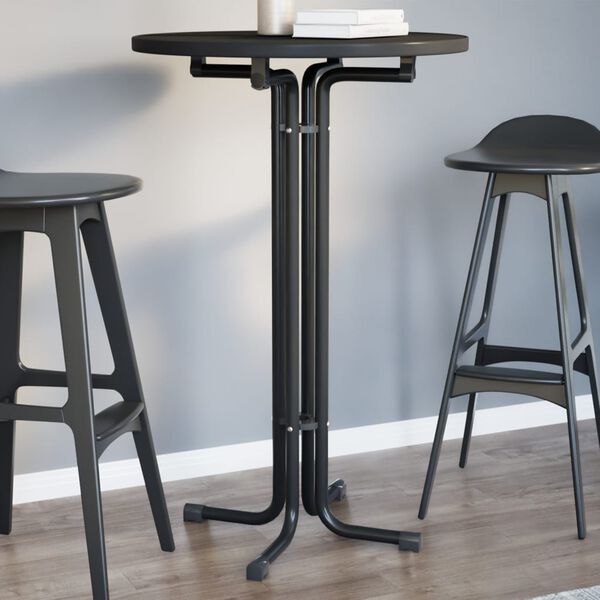 vidaXL Table de bar noir &Oslash;70x110 cm bois d'ing&eacute;nierie et acier